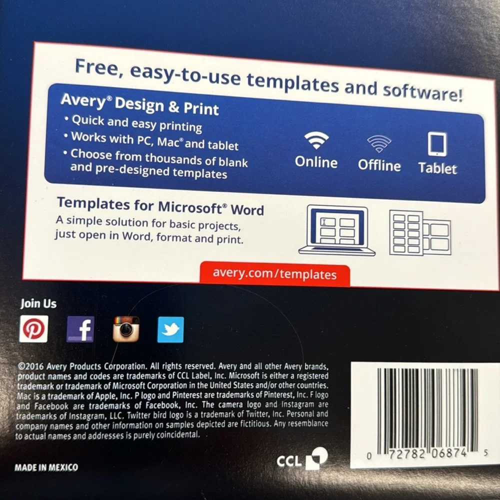 Avery 6874 Color-Printing Shipping Labels, 3 x 3-3/4, White, 150/Pack